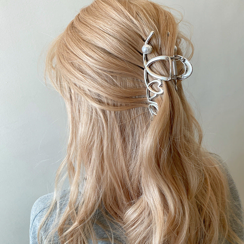 Wholesale Cold Style Silver Back Head High-grade All-match Pearl Shark Clip Jewelry